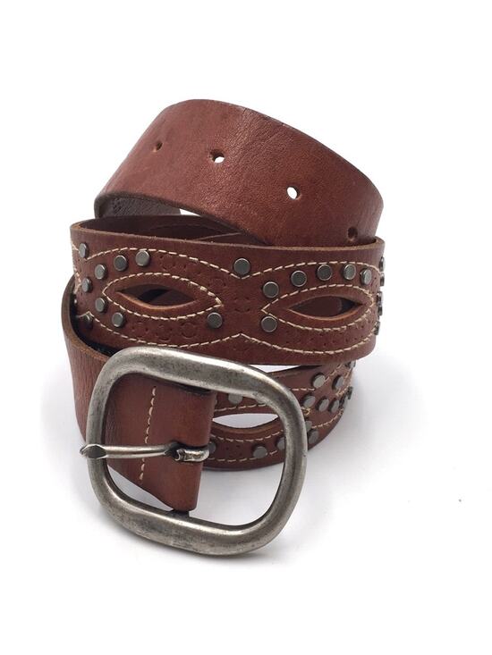 Fossil brown studded boho belt wear missing studs main image 4